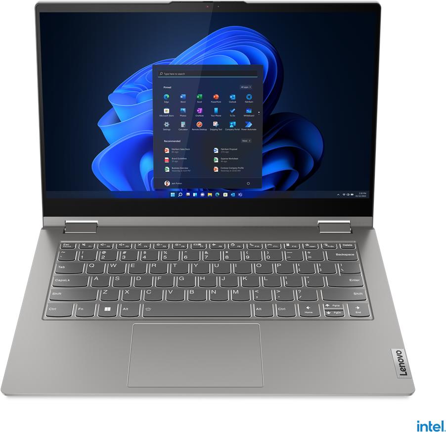 Lenovo ThinkBook 14s Yoga Intel® Core™ i5 i5-1335U Hybrid (2-in-1) 35,6 cm (14") Touchscreen Full HD 8 GB DDR4-SDRAM 256 GB SSD Wi-Fi 6 (802.11ax) Windows 11 Pro Grau (21JG000JSP)