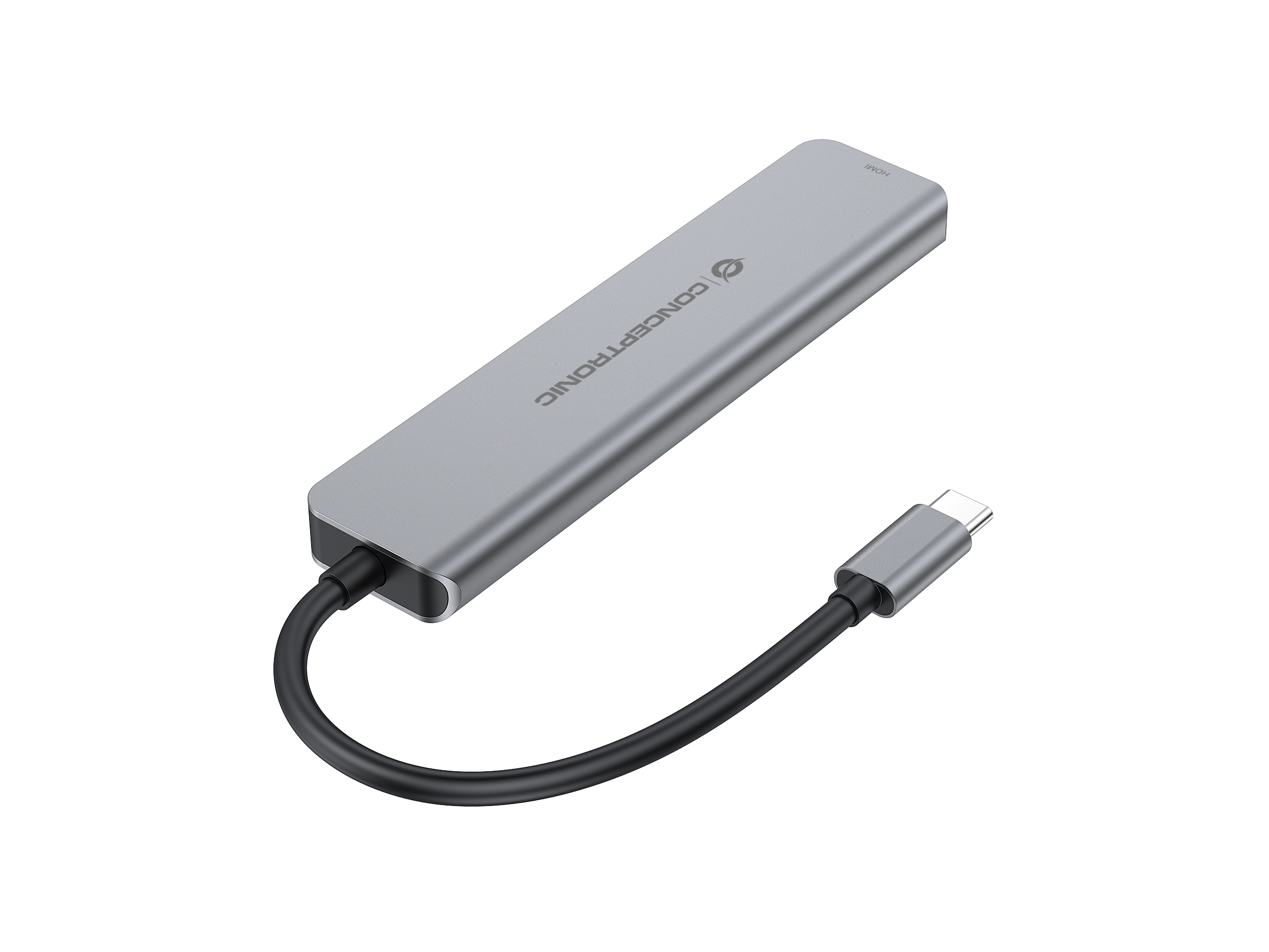 Conceptronic DONN33G 6-in-1 Dockingstation HDMI 2x USB-A 2x USB-C Silber