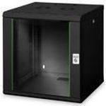 DIGITUS Soho-Line 48,30cm (19") Wandschrank, 12 HE, schwarz (RAL 9005) mit Glastür und abnehmbaren Seitenteilen, Schutzart IP 40 (DN19 12U-6/6-SW)