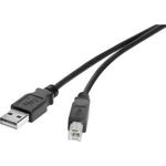 Renkforce USB 2.0 Anschlusskabel [1x USB 2.0 Stecker A - 1x USB 2.0 Stecker B] 1 m Schwarz vergoldete Steckkontakte Renkforce (RF-4463070)