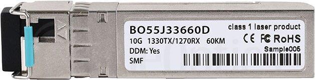Calix 100-01511-BX60-D kompatibler BlueOptics© SFP+ Bidi Transceiver für Singlemode 10 Gigabit Highspeed Datenübertragungen in Glasfaser Netzwerken. Unterstützt 10 Gigabit Ethernet, Fibre Channel oder SONET/SDH Anwendungen in Switchen, Routern, Storage Sy (100-01511-BX60-D-BO)