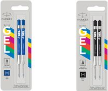 PARKER Gel-Mine ECO, schwarz, Strichstärke: M, 2er Blister schnelltrocknende, wischfeste Tinte, passend für alle - 1 Stück (2136231)