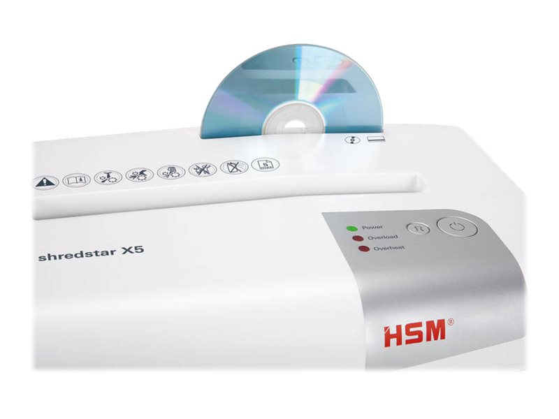 HSM shredstar X5 Aktenvernichter Partikelschnitt 4,5x30 mm 5 Blatt 18 Liter Weiß, Silber