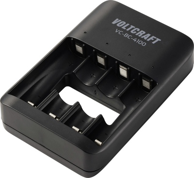 Voltcraft VC-BC-4100 Rundzellen-Ladegerät NiMH NiZn Li-Ion AA AAA USB-C 4 Fächer