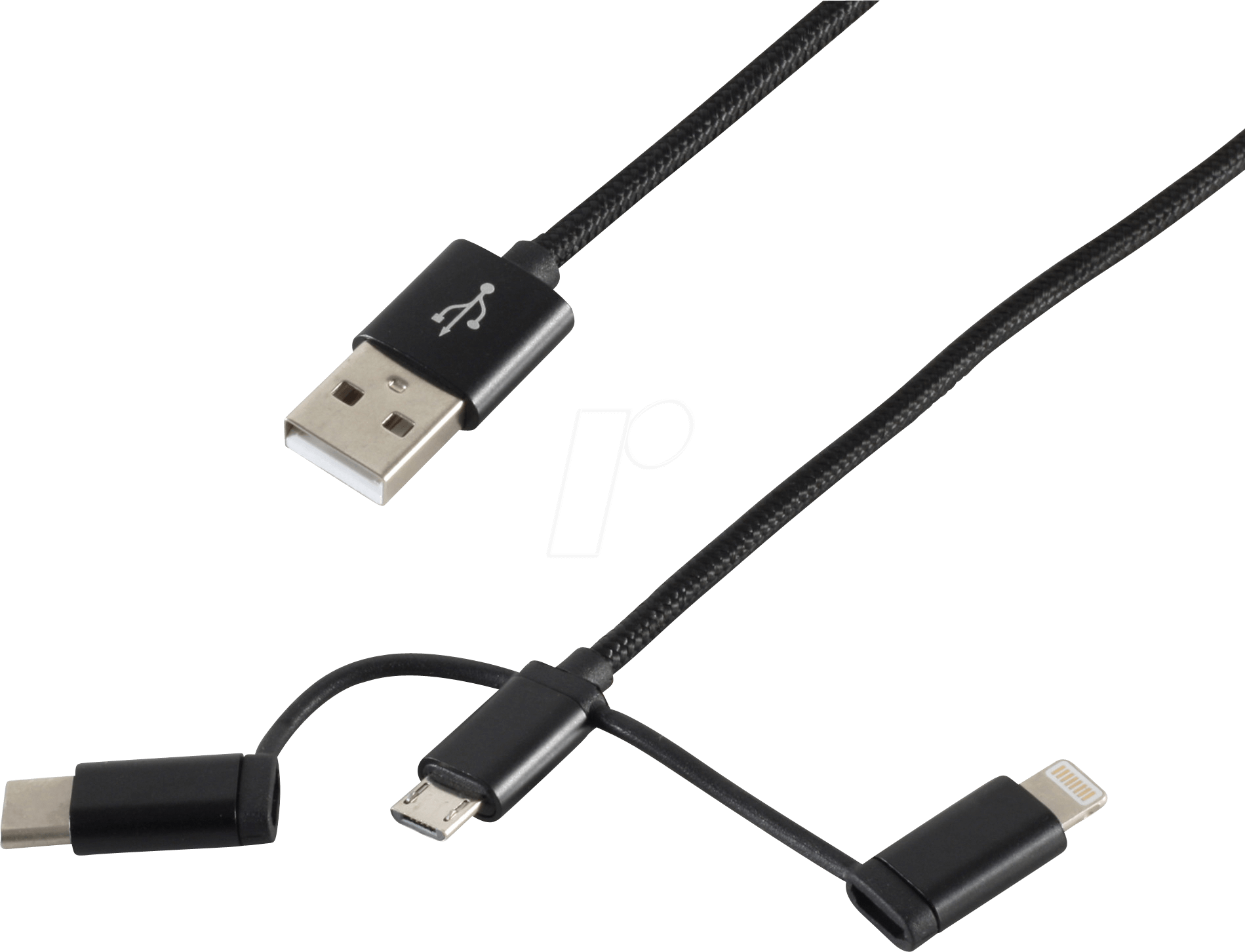 shiverpeaks BS14-50068 USB Kabel 1 m USB A USB C/Micro-USB B/Lightning Schwarz (BS14-50068)