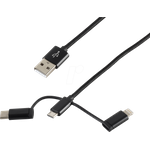 shiverpeaks BS14-50068 USB Kabel 1 m USB A USB C/Micro-USB B/Lightning Schwarz (BS14-50068)