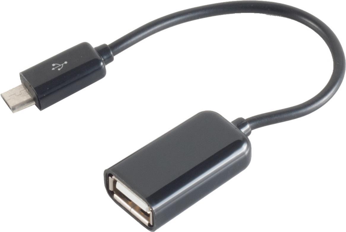 S/CONN maximum connectivity Smartphone-Adapter-USB-OTG (On-the-go) Adapterkabel, Micro-USB-Stecker Typ B auf USB-Buchse Typ A 2.0 - 0,1m (33904)