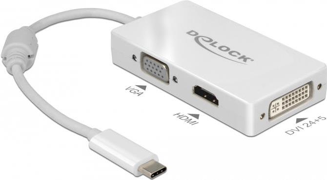DELOCK Adapter USB Type-C Stecker > VGA / HDMI / DVI Buchse weiß