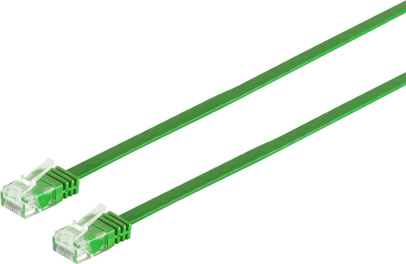 S/CONN maximum connectivity Netzwerkkabel-Patchkabel-Flachkabel, Flat U/UTP cat. 6, slim, grün, 2,0m (75712-SLG)