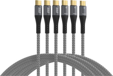 EFB Elektronik USB-C Kabelset 100W PD 3.0 5A E-Marker Chip 0.5+1+ gra - Digital/Daten (USB-CC-00007)