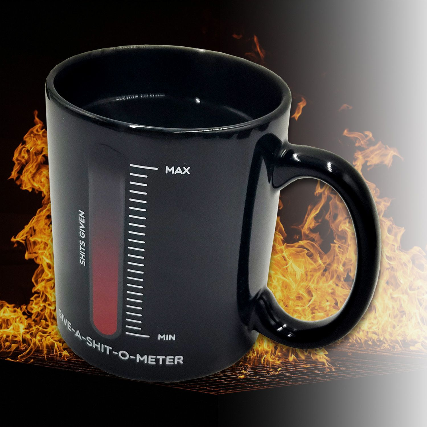 Mad Monkey Tasse "Give a Shit" mit Farbwechsel Schwarz