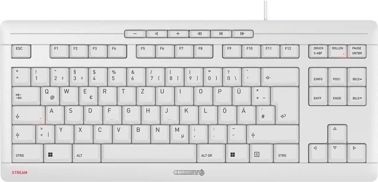 CHERRY STREAM KEYBOARD TKL Tastatur QWERTZ Deutsch Grau, weiß