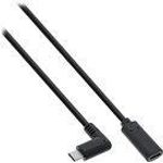 InLine® USB 3.2 Kabel, USB Typ-C Stecker gewinkelt auf Buchse, schwarz, 0,5m (35786)