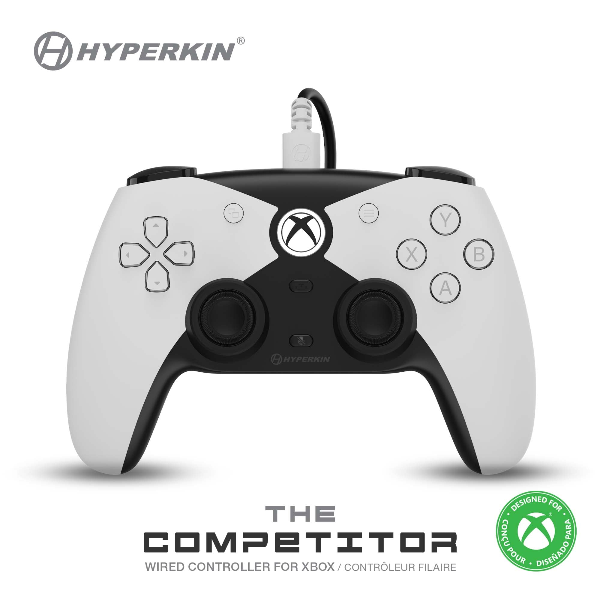 Hyperkin DuchesS kabelgebundener Gamepad-Controller USB für Xbox Series X|S, Xbox One und PC Weiß, Schwarz