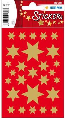HERMA Weihnachts-Sticker DECOR "Sterne", sortiert, gold sortiert in verschiedenen Größen, selbstklebend, Folie (3927)