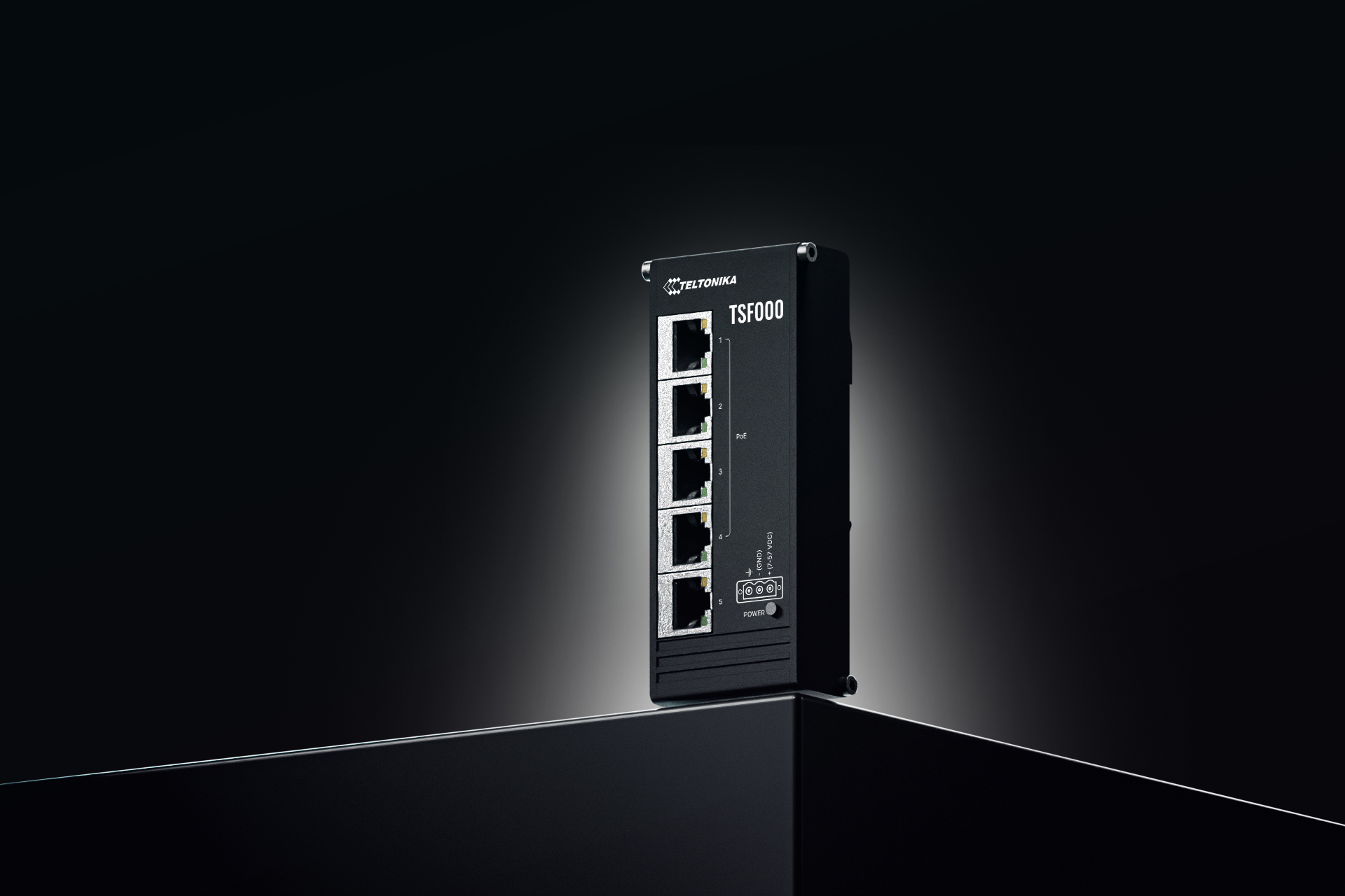 Teltonika TSF000 Unmanaged Switch 5 Ports 4 PoE+ 120 W DIN-Schiene Schwarz