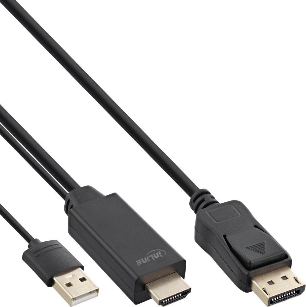 InLine Videokabel HDMI, USB (nur Strom) männlich zu DisplayPort männlich (17165P)