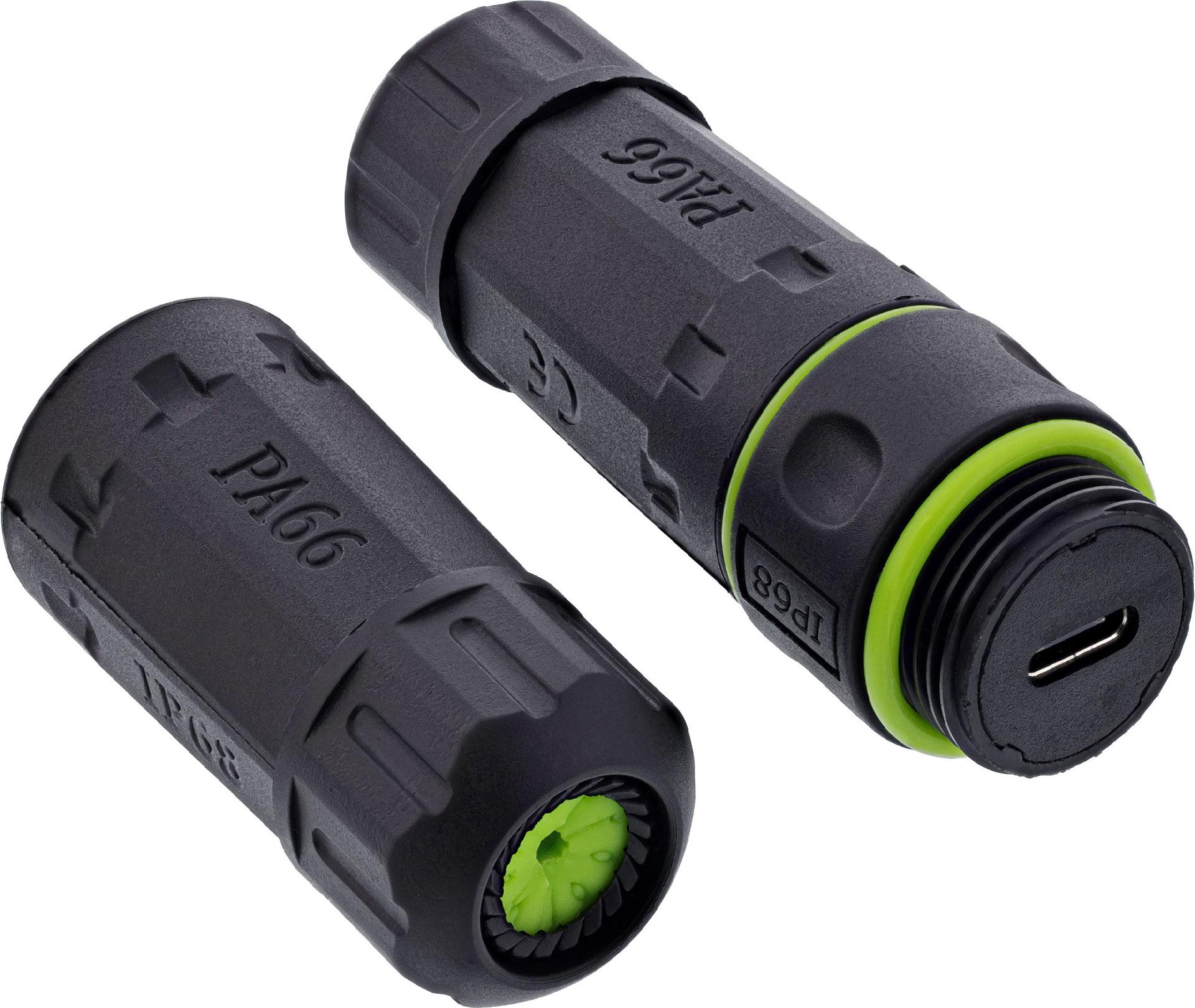 InLine USB-C-Kabelkupplung IP68 2x USB-C Buchse geschirmt M20 (69927L)