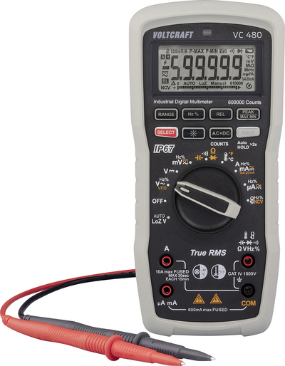 Voltcraft VC 480 Hand-Multimeter digital Wasserdicht IP67 CAT IV 1000 V Anzeige Counts (VC-16821325)