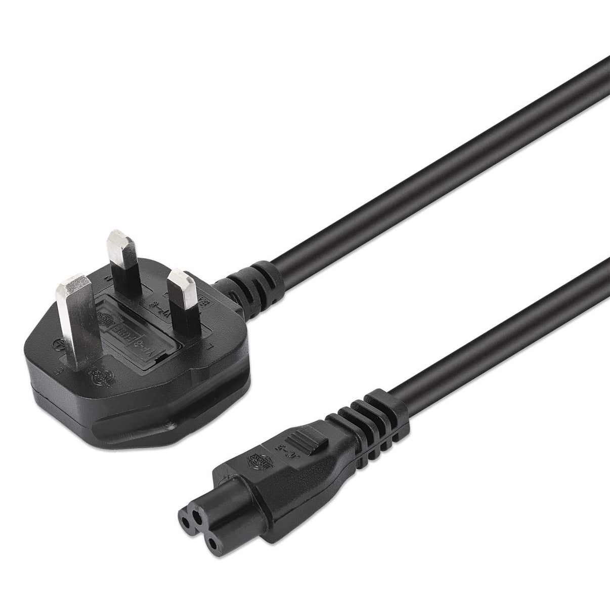 Manhattan 356435 Stromkabel 1,8 m C6-Koppler Netzstecker Typ G Schwarz