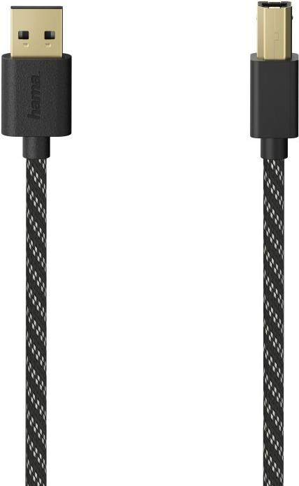 Hama 00201001 USB Kabel USB 2.0 1,5 m USB A USB B Schwarz - Silber (00201001)