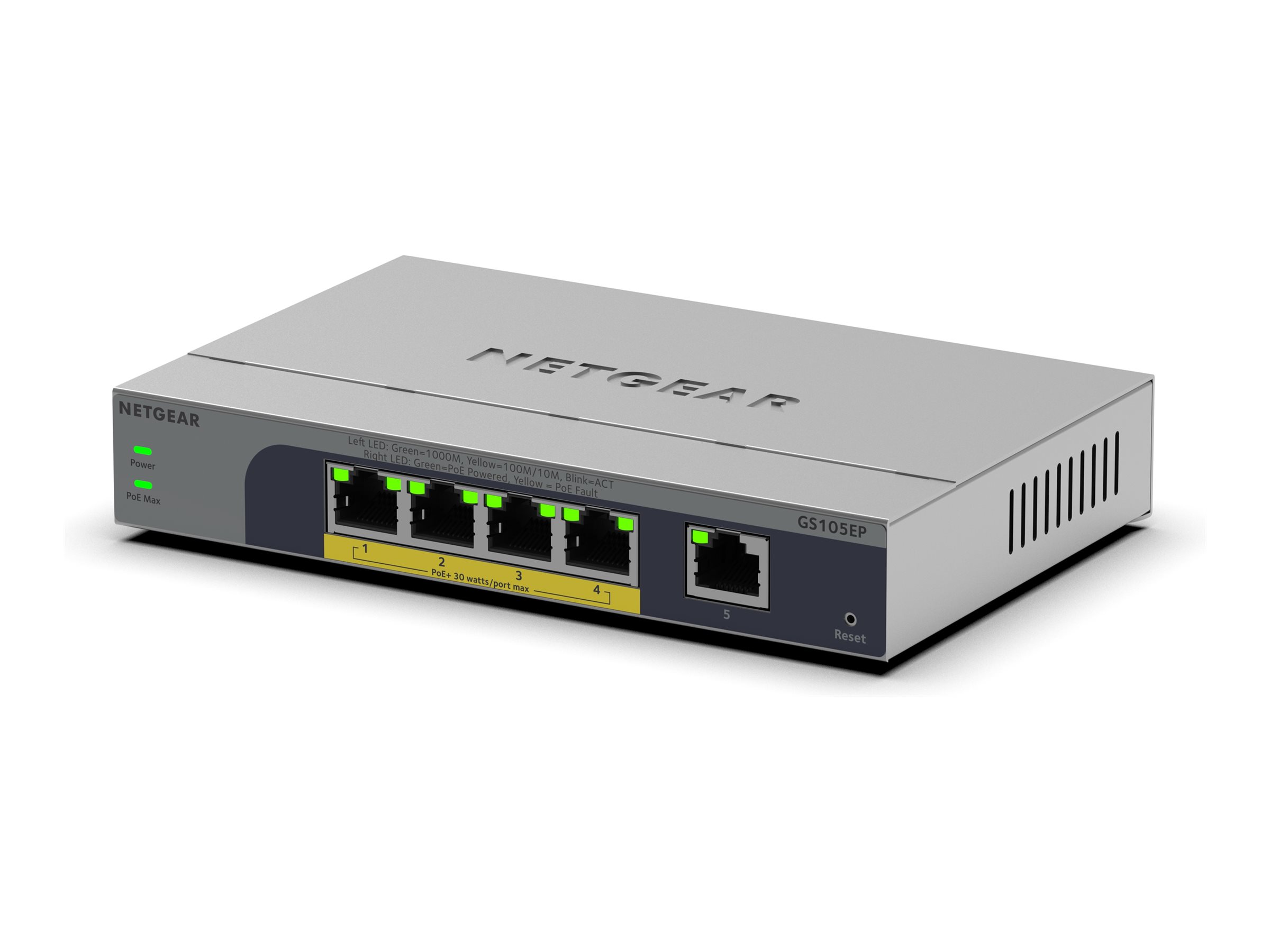 NETGEAR Easy Smart GS105EP 5-Port Gigabit Switch mit PoE+ Grau