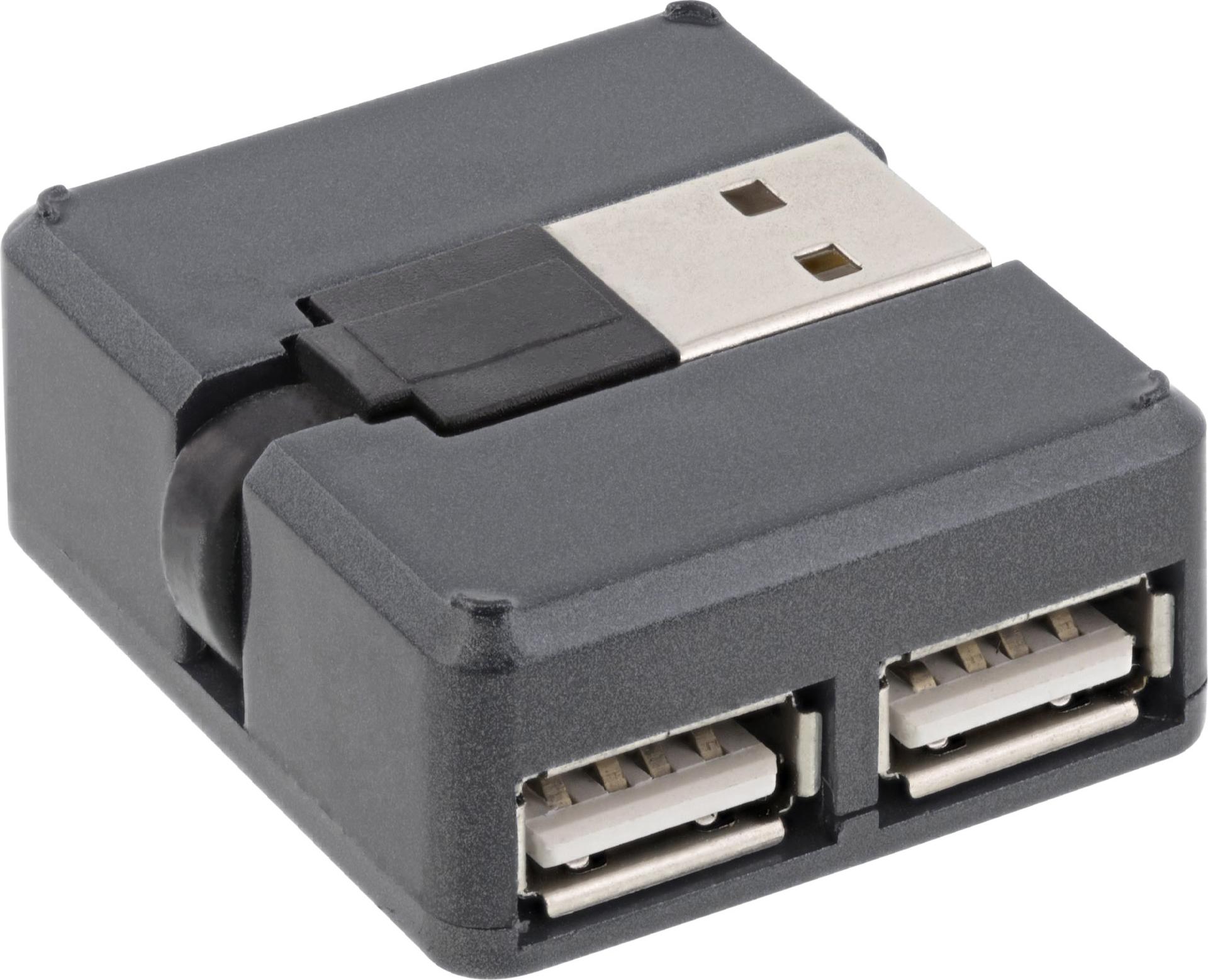 InLine USB 2.0 4-Port Hub USB-A auf 4x USB-A Buchse 4 cm Kabel Schwarz