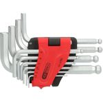 KS TOOLS Werkzeuge-Maschinen GmbH Kugelkopf-Innensechskant-Winkelstiftschlüssel-Satz, 10-tlg, kurz, 1,5-10mm (151.4780)