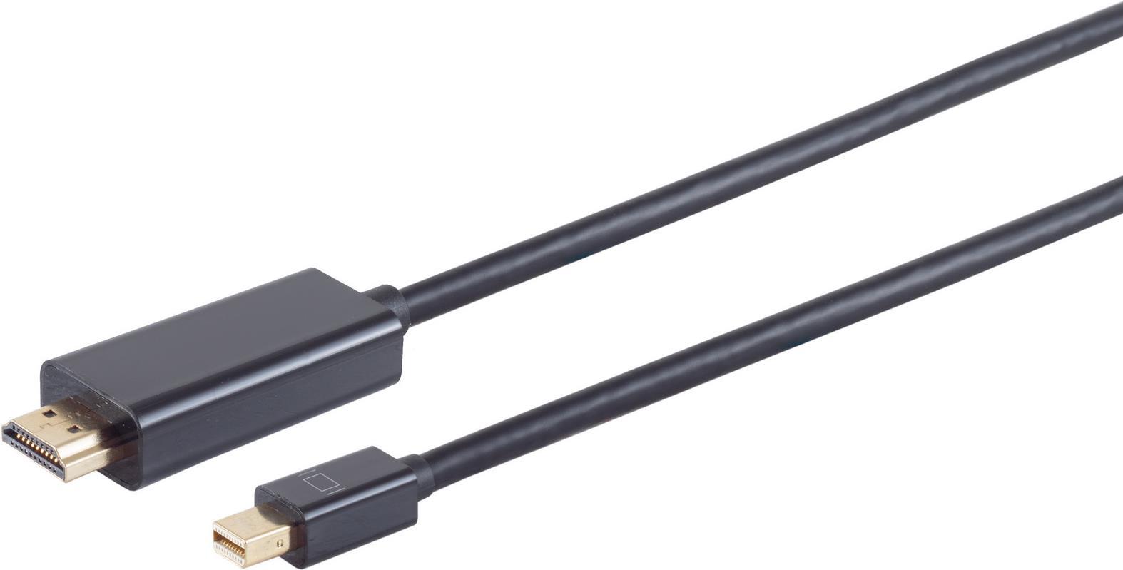 S/CONN maximum connectivity Displayportkabel-Mini Displayport Stecker 1.2 auf HDMI A Stecker, 4K2K, schwarz 3m (10-53045)