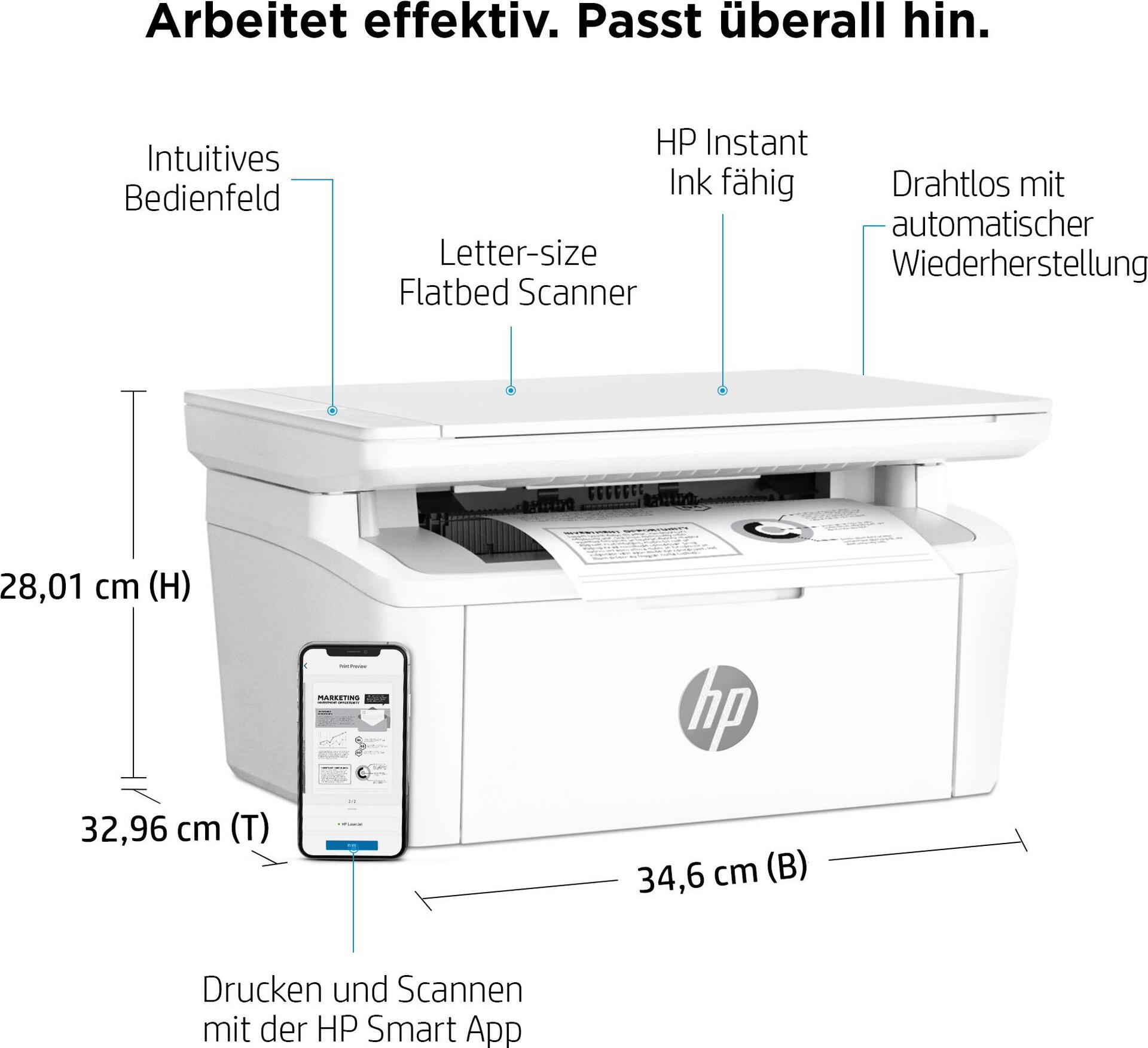 HP LaserJet MFP M140w 20 ppm Laser Schwarz, Weiß