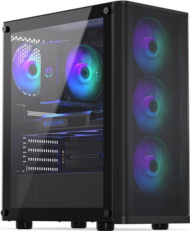 Endorfy Ventum 200 ARGB Midi-Tower ATX Gehäuse mit Tempered Glass Schwarz