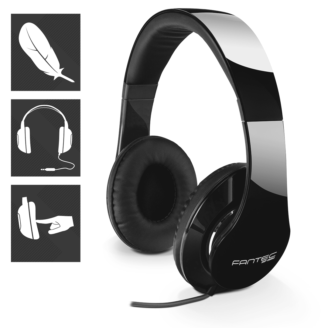 FANTEC SHP-250AJ Stereo-Kopfhörer Kabelgebunden 3,5 mm Klinke Schwarz/Schwarz