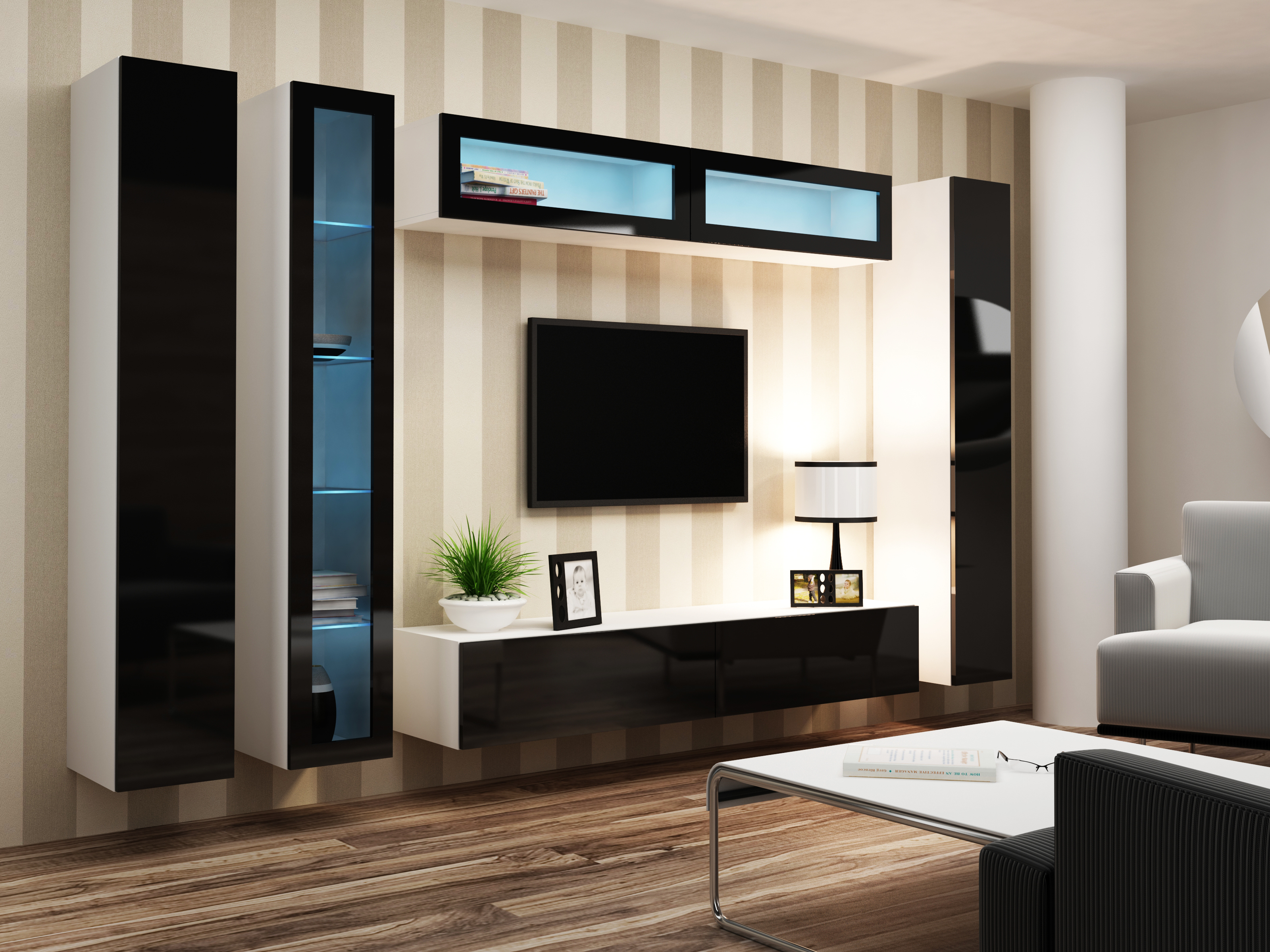 Cama RTV VIGO180 b/c TV-Ständer 1800 mm Weiß/Schwarz