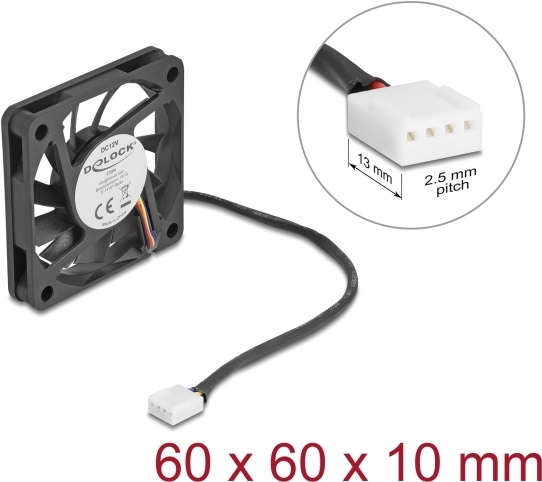 Delock Axiallüfter 12 V DC 60 x 60 10 mm schwarz (67294)