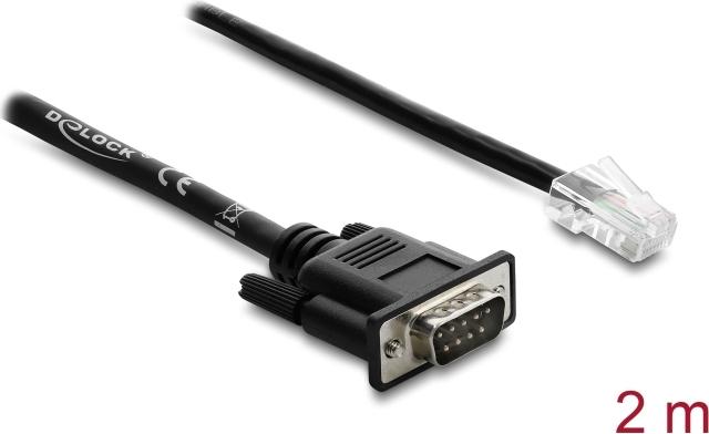 Delock Seriell RS-232/422/485 Adapterkabel Sub-D 9 Stecker zu RJ45 Stecker 2 m (64296)