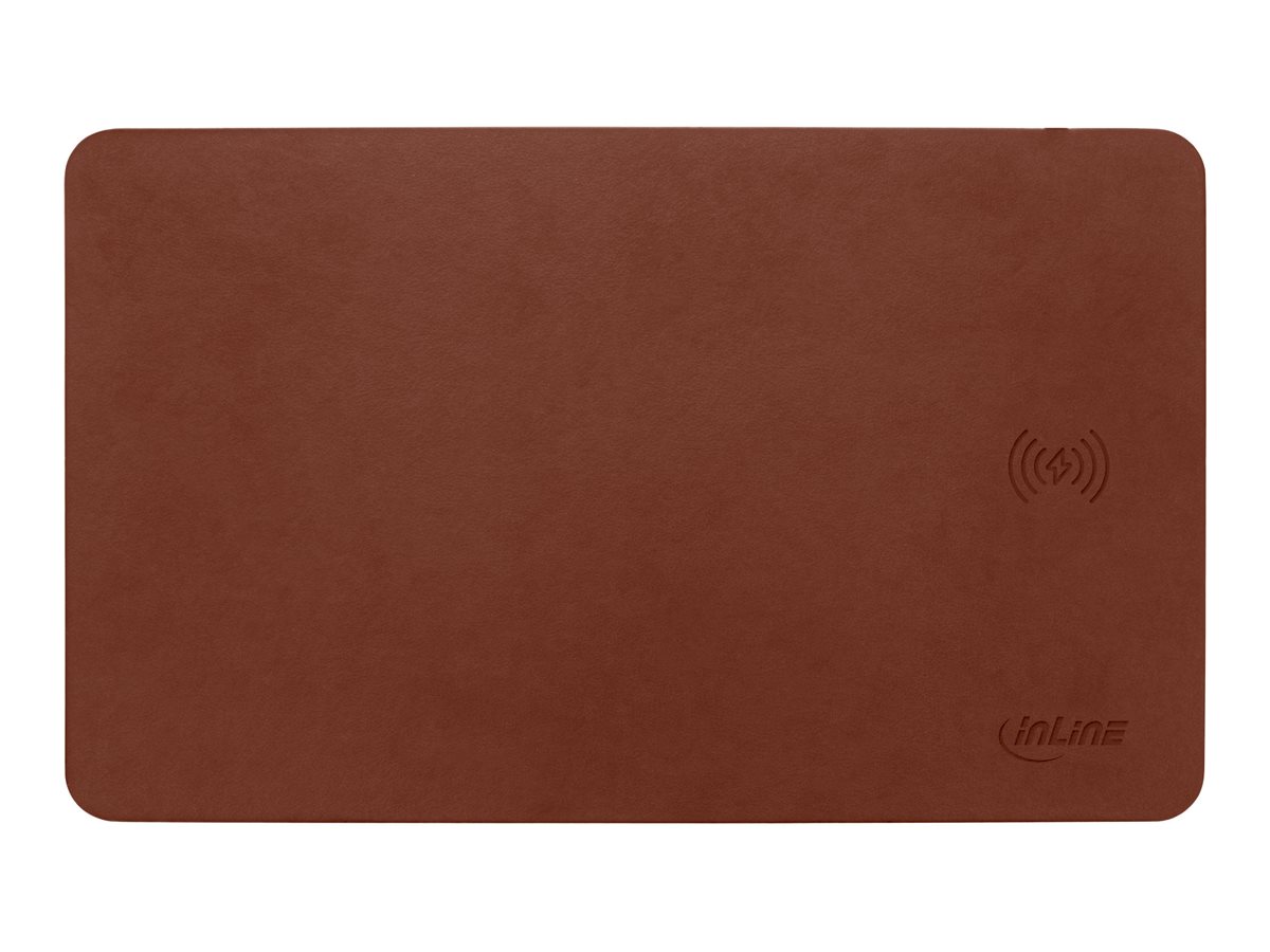 InLine Wireless Charging Mauspad 370x225x7mm Braun