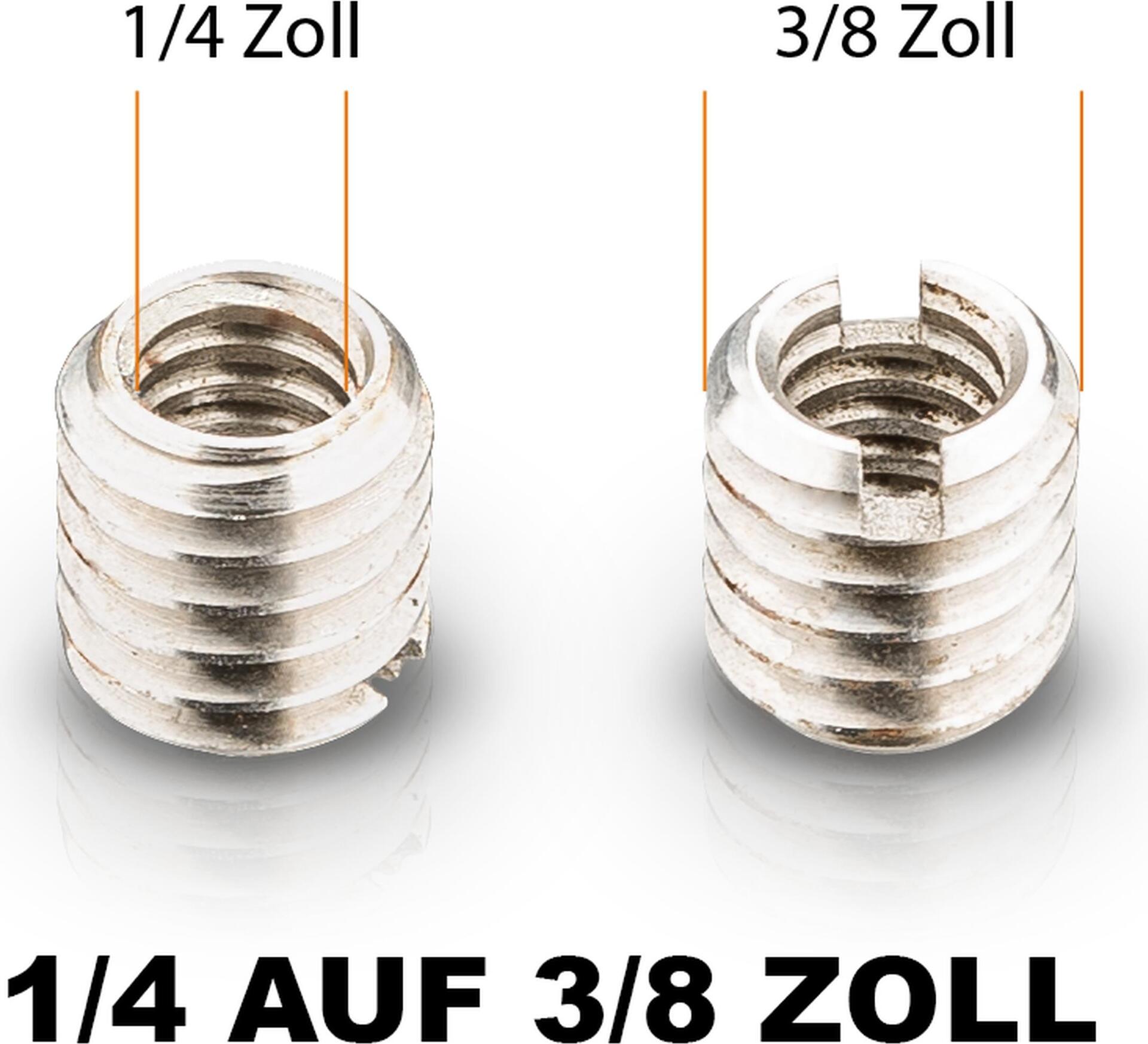 Walimex 2x Gewindeadapter 1/4" auf 3/8" Edelstahl Grau