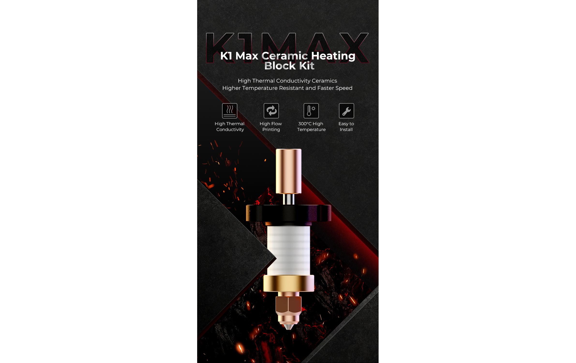 Creality Keramik-Heizblock-Kit K1 Max Schwarz, Kupfer, Rot
