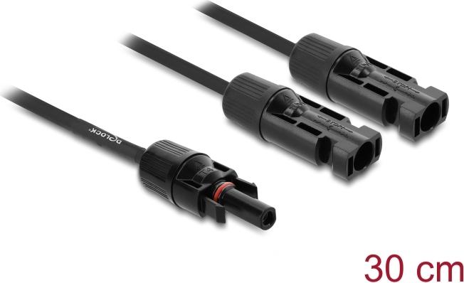 Delock DL4 Solar Splitter Kabel 2 x Stecker zu 1 Buchse 30 cm schwarz (89298)