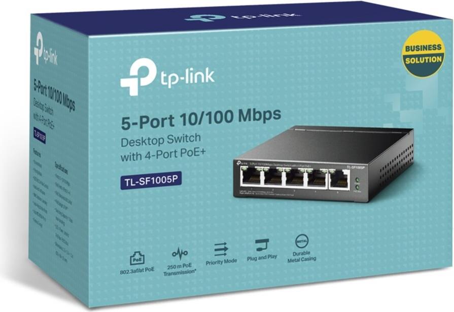 TP-Link TL-SF1005P 5-Port 10/100 Switch 4x PoE Schwarz