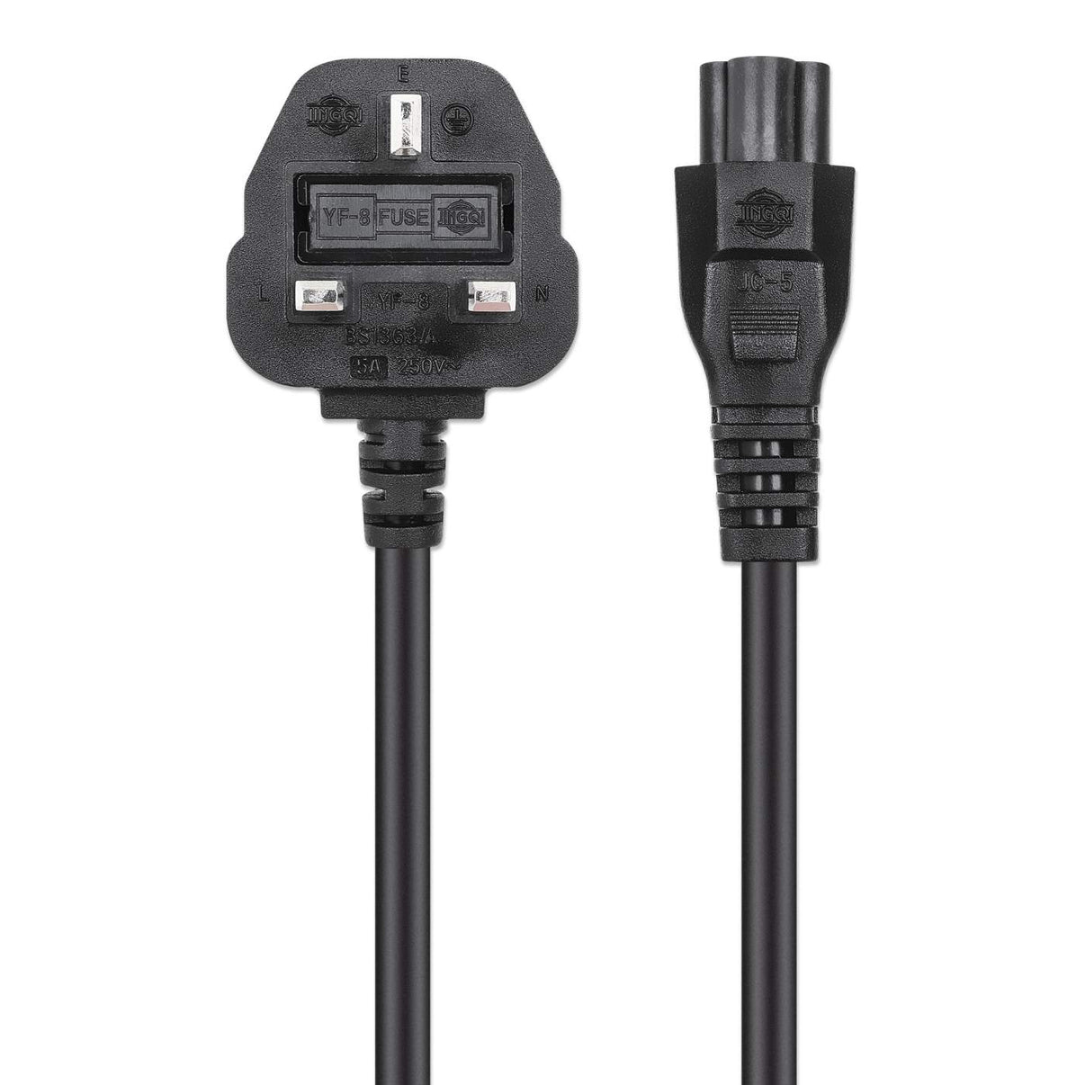 Manhattan 356435 Stromkabel 1,8 m C6-Koppler Netzstecker Typ G Schwarz