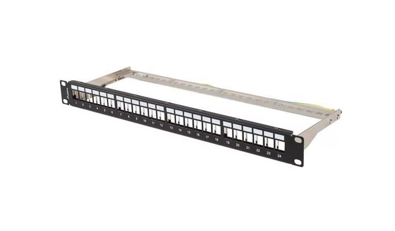 Lanberg Patchpanel Blank 1U 24-Port 19" FTP schwarz für Keystone PPKS-0924-B