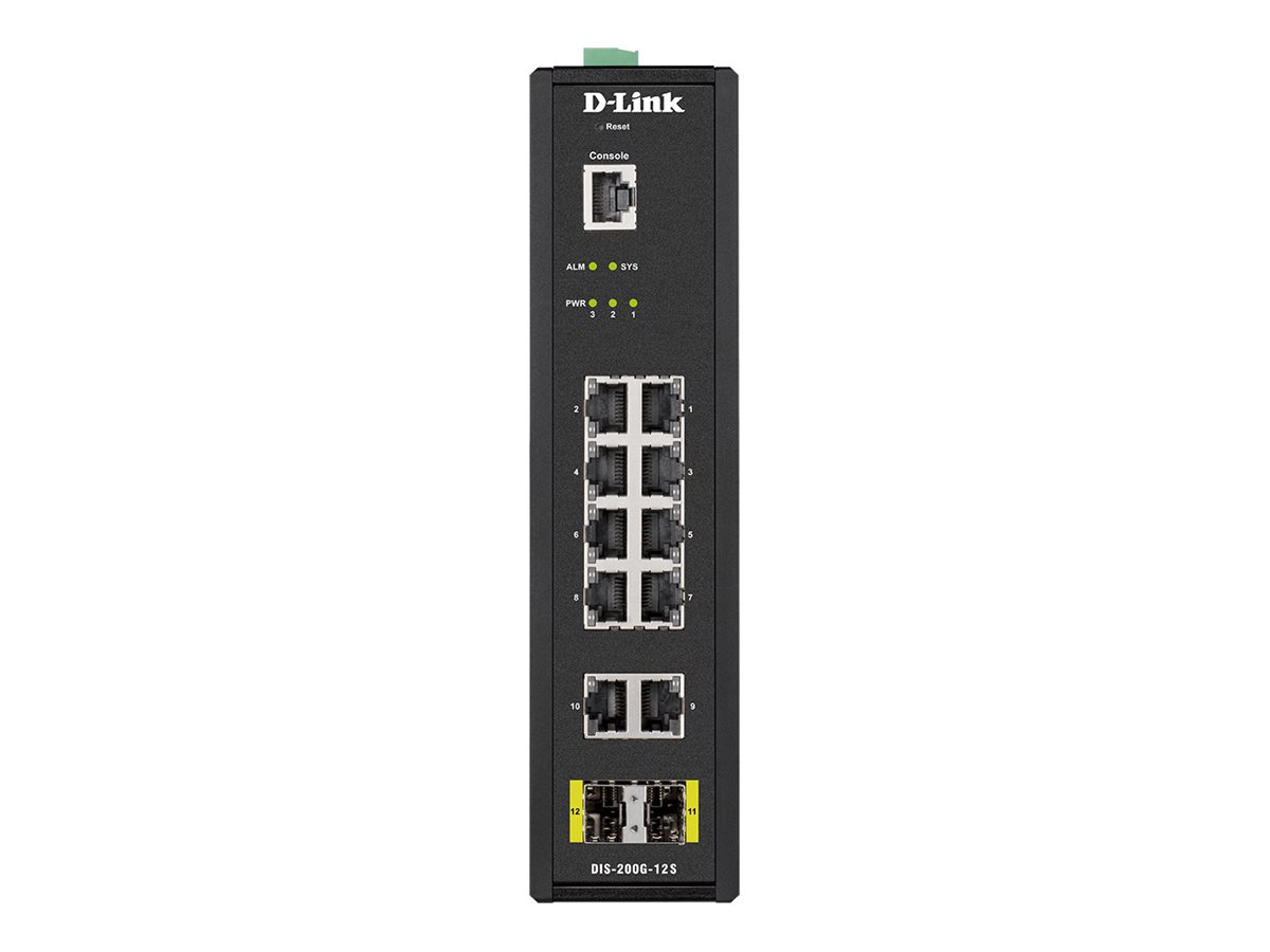 D-Link DIS-200G-12S Managed Industrie Switch, 12 Ports, Gigabit Ethernet, Schwarz