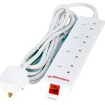 MicroConnect 4-way UK Surge Protected Power Strip 2M White (MC-UKSURGESTRIP4-2M)