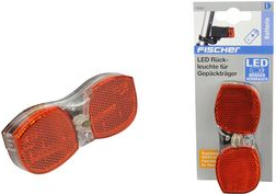 FISCHER Fahrrad-LED-Rückleuchte, für Gepäckträger mit Batterieindikator, 3 LED's, 50.000 Stunden Leuchtdauer, - 1 Stück (85362)