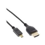 InLine® HDMI Mini Superslim Kabel A an D, High Speed HDMI® Cable with Ethernet, schwarz / gold, 0,5m (17555D)