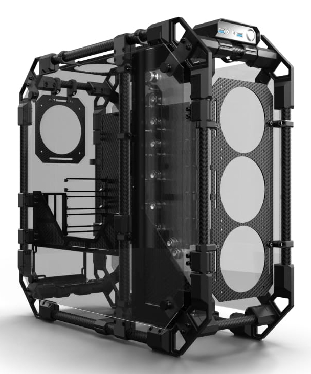 Alphacool Apex Pro Skeleton Carbon Full Tower ATX PC-Gehäuse Schwarz, Karbon