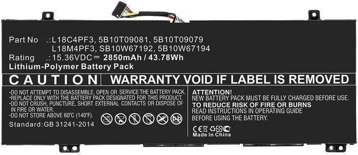 CoreParts Laptop Battery 43.78Wh Li-ion 15.36V 2850mAh Black (5B10W67415-CP)