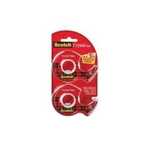 Scotch Handabroller Crystal, transparent, Vorteilspack Klebefilm je 19 mm x 12 m + 3,2 m gratis - 1 Stück (6-1915DP)