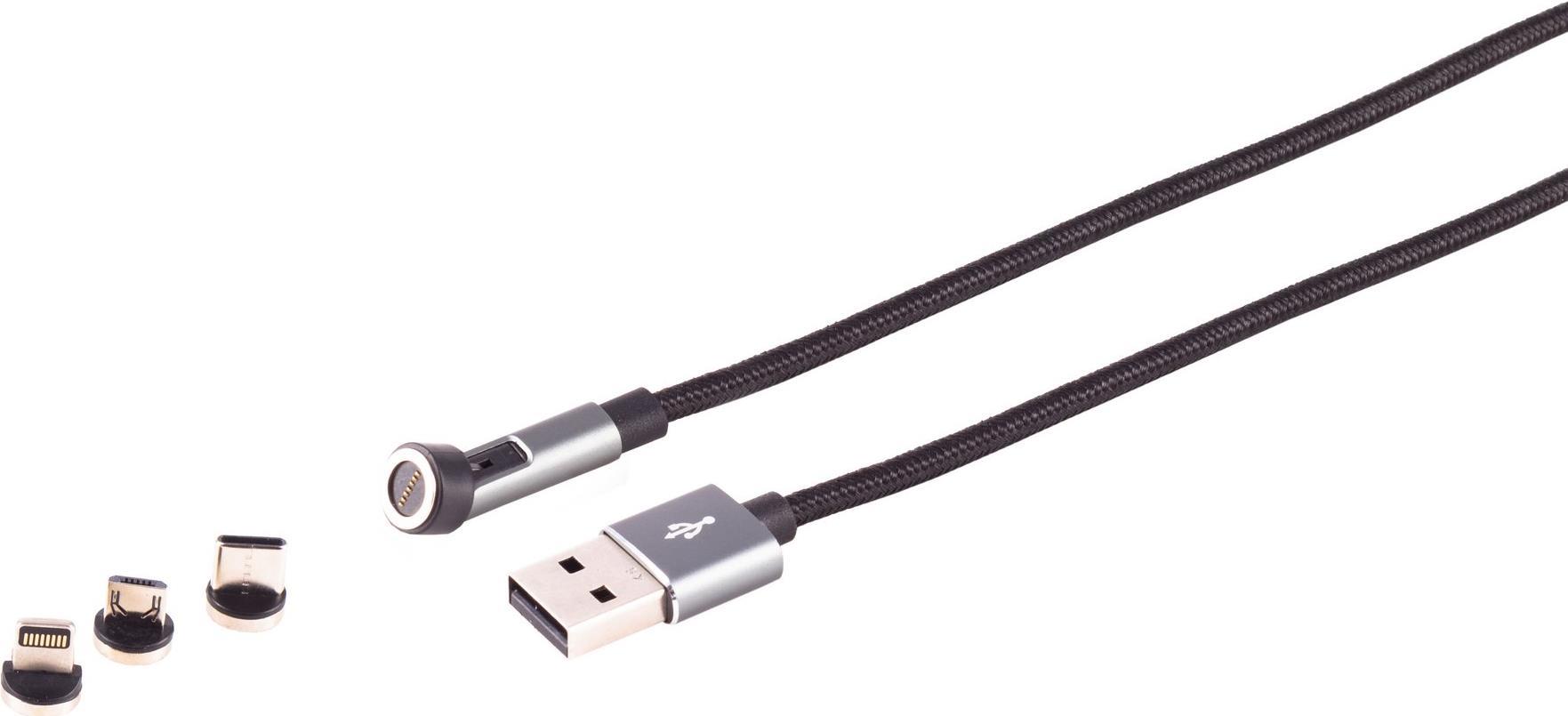 S/CONN maximum connectivity Universal--USB-A Magnetkabel, 3in1, 540°, 7-Pin, weiß, 2,0m (14-19011)